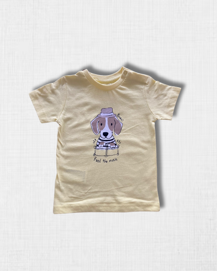 Camiseta Manga Corta con Estampado de Perro "Feel the Music" - Mayoral (12M)