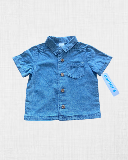 Camisa de Manga Corta Estilo Denim - Carter's (3M)