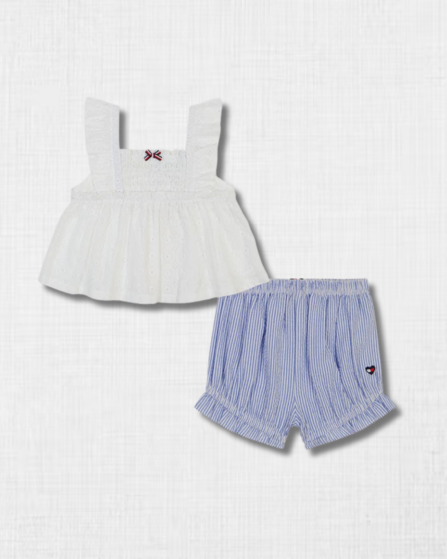 Top Blanco y Shorts a Rayas Tommy Hilfiger (3M)