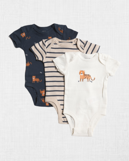 Bodys con Diseño de Tigre de PETIT LEM (Pack de 3) (3M)